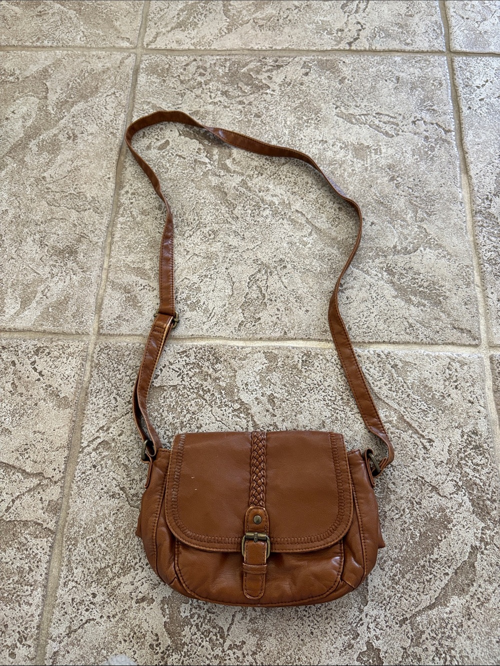 Brown Leather Crossbody Bag - Casual Women's Shoulder Bag